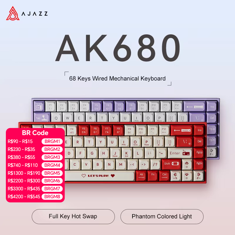 Gaming Keyboard Blue Switches - Teclado Mecánico para Juegos AJAZZ AK680