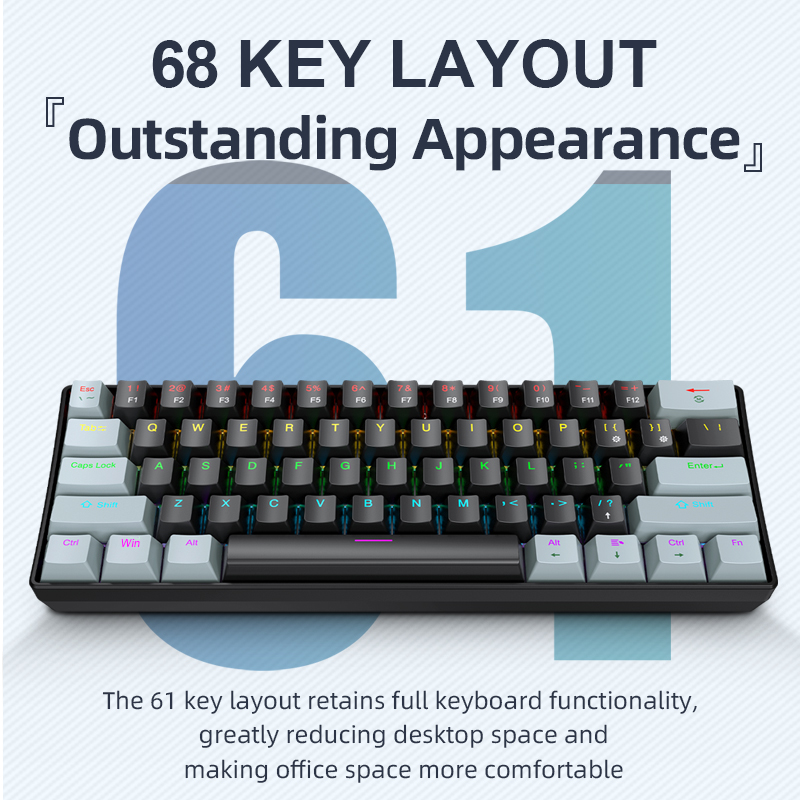 Gaming Keyboard Mouse And Headset Combo - APAYADO K61 Mini teclado mecánico, con