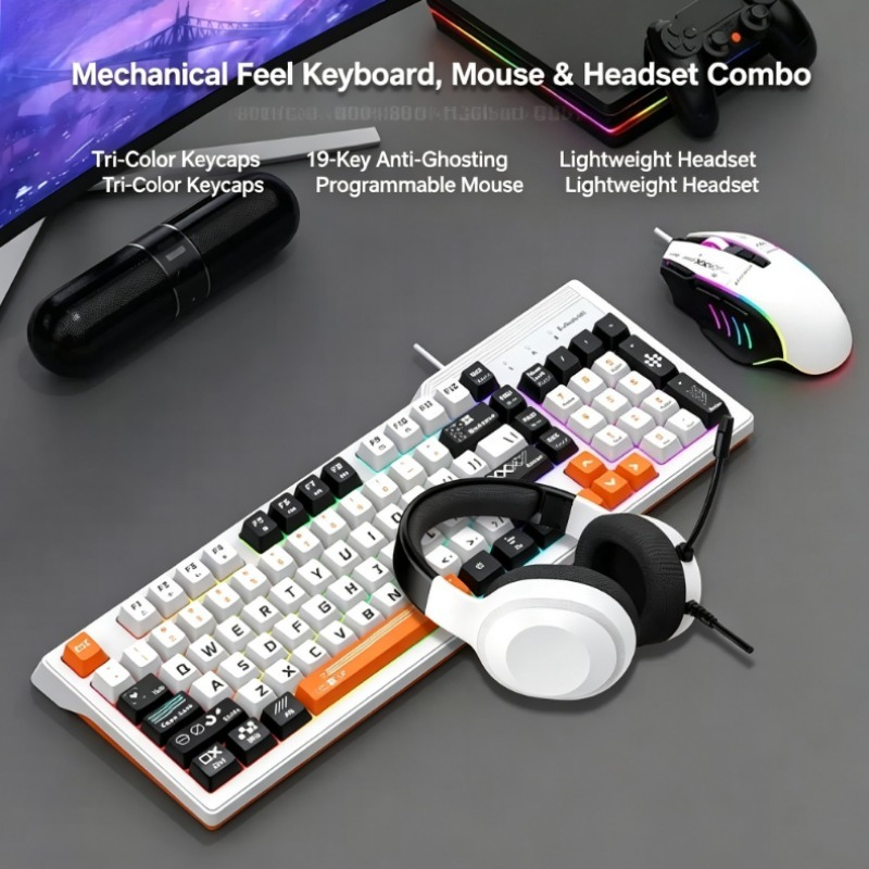 Gaming Keyboard Mouse And Headset Combo - K8pro 3 en 1 Combo de