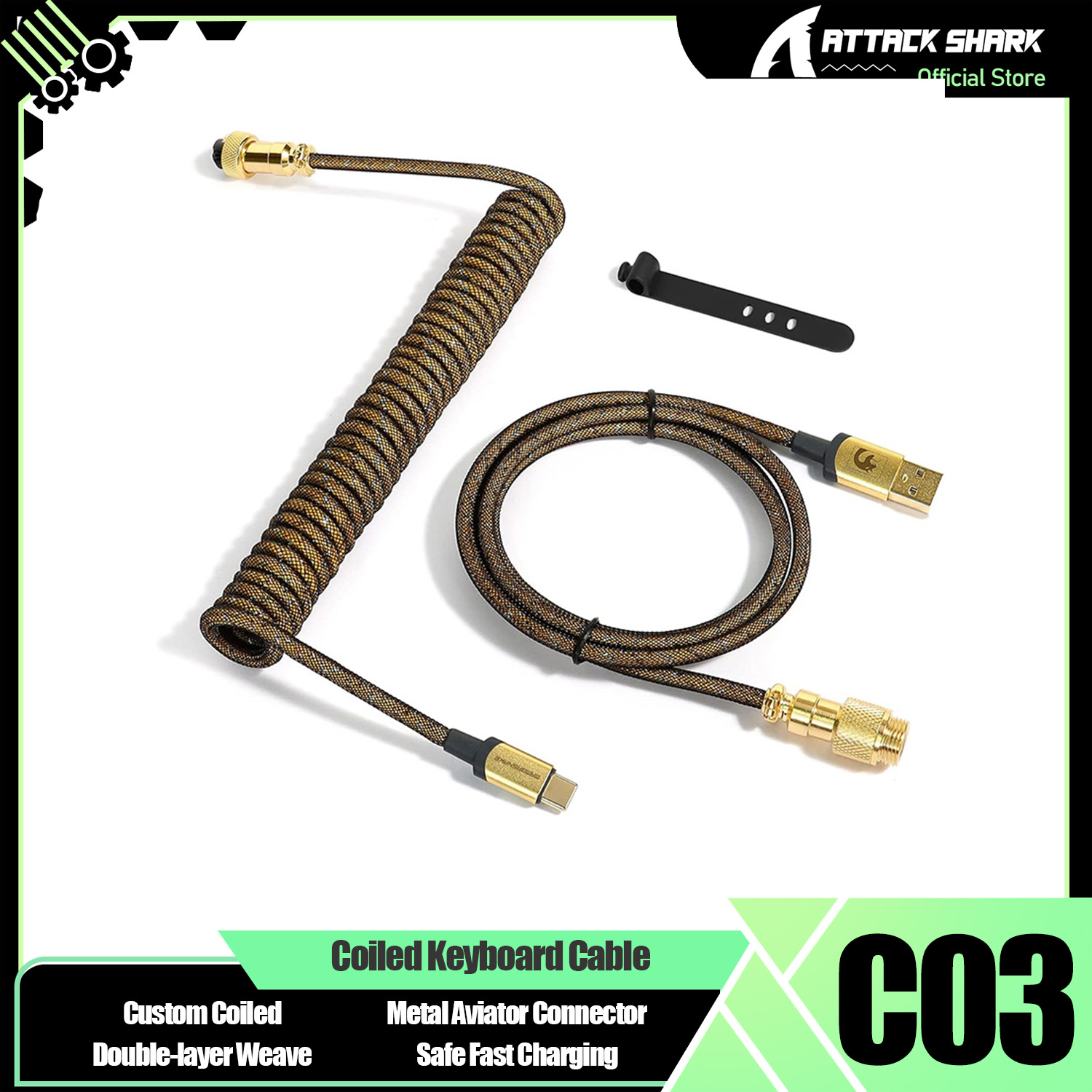 ATTACK SHARK * MAMBASNAKE C03  - Coiled Usb Cable reseña y precio