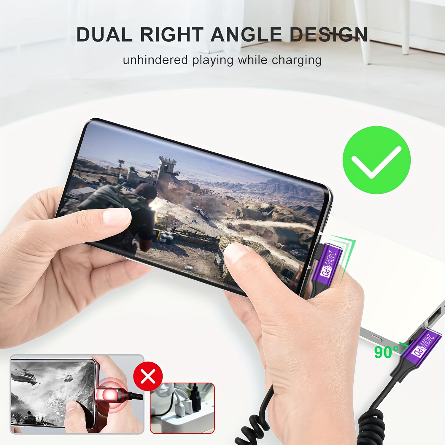 Cable USB-C a USB-C en Espiral - Coiled Usb Cable reseña y precio