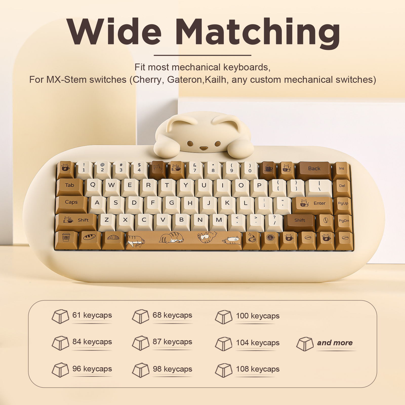 Teclas PBT YUNZII Coffee Cat,  - Gaming Keyboard Extension reseña y precio
