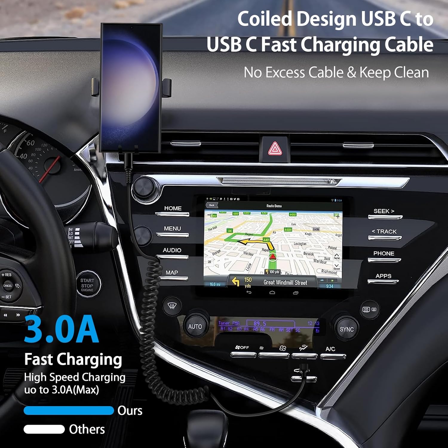 Cable Android Auto USB C a USB - Coiled Usb Cable reseña y precio